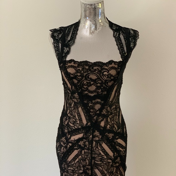 nicole miller black lace dress